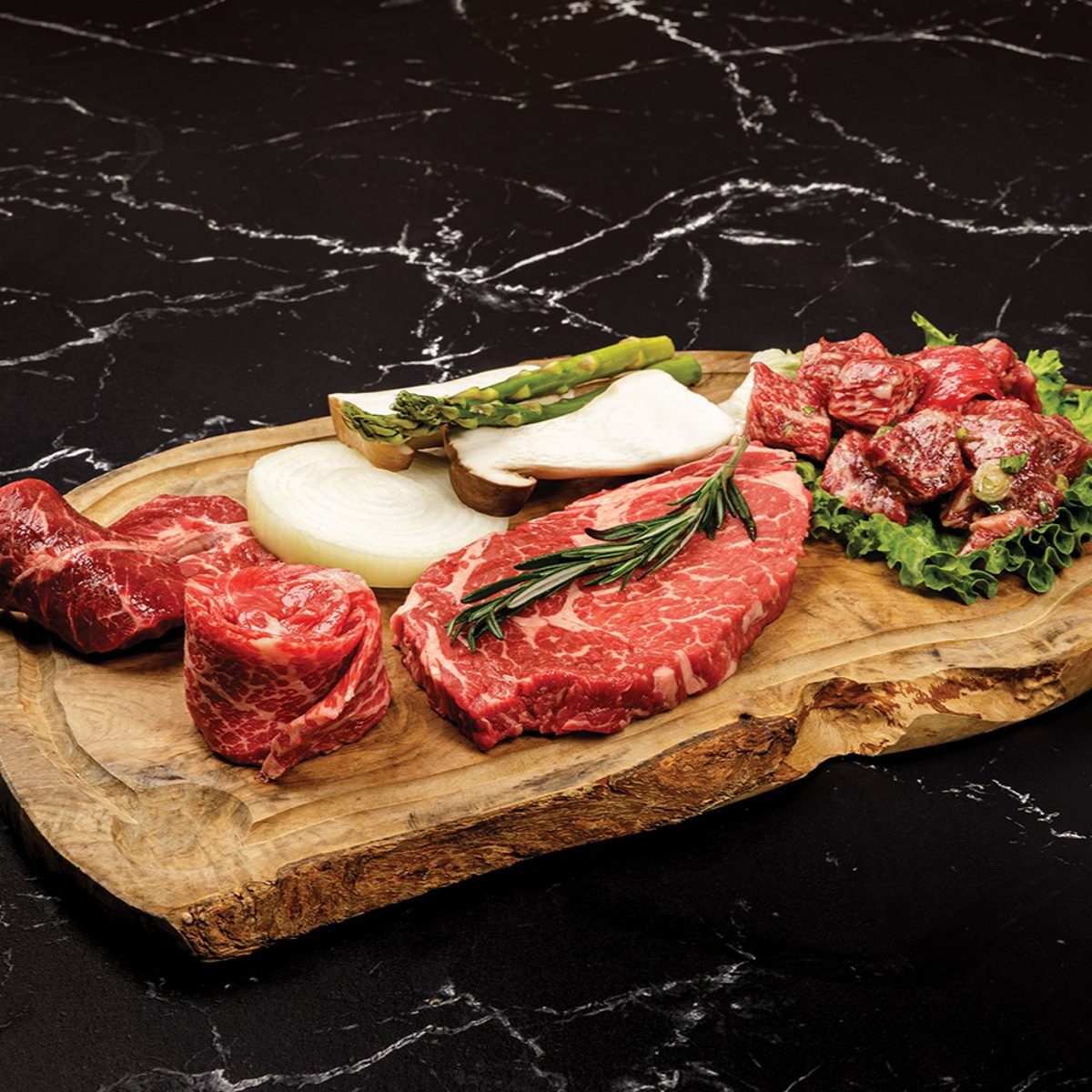 The beef platter, composed for the table