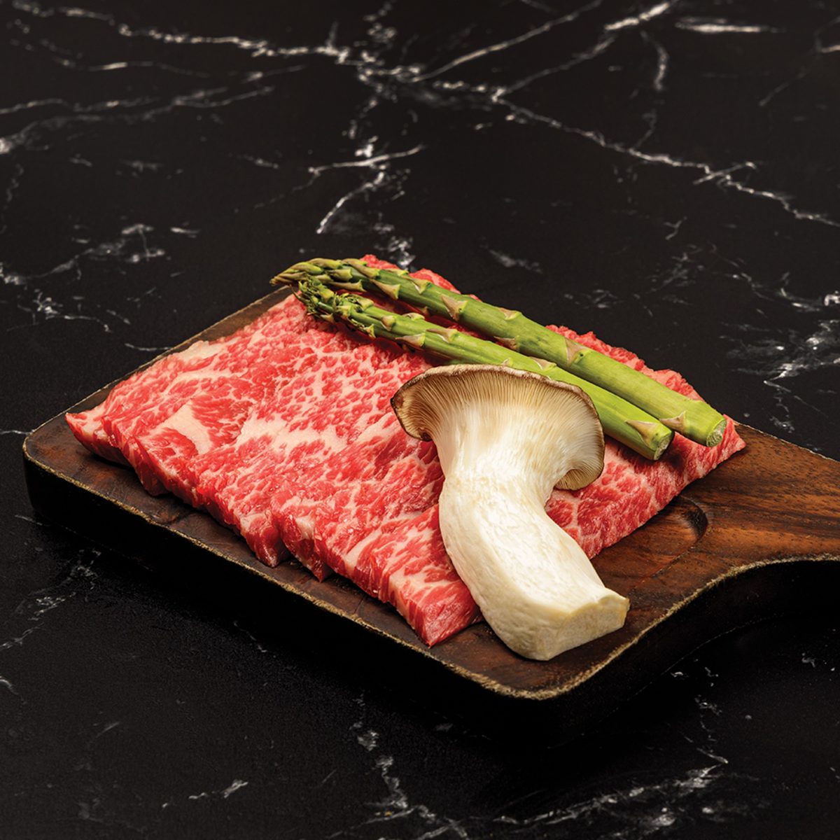 Marbled prime beef, sliced for the grill