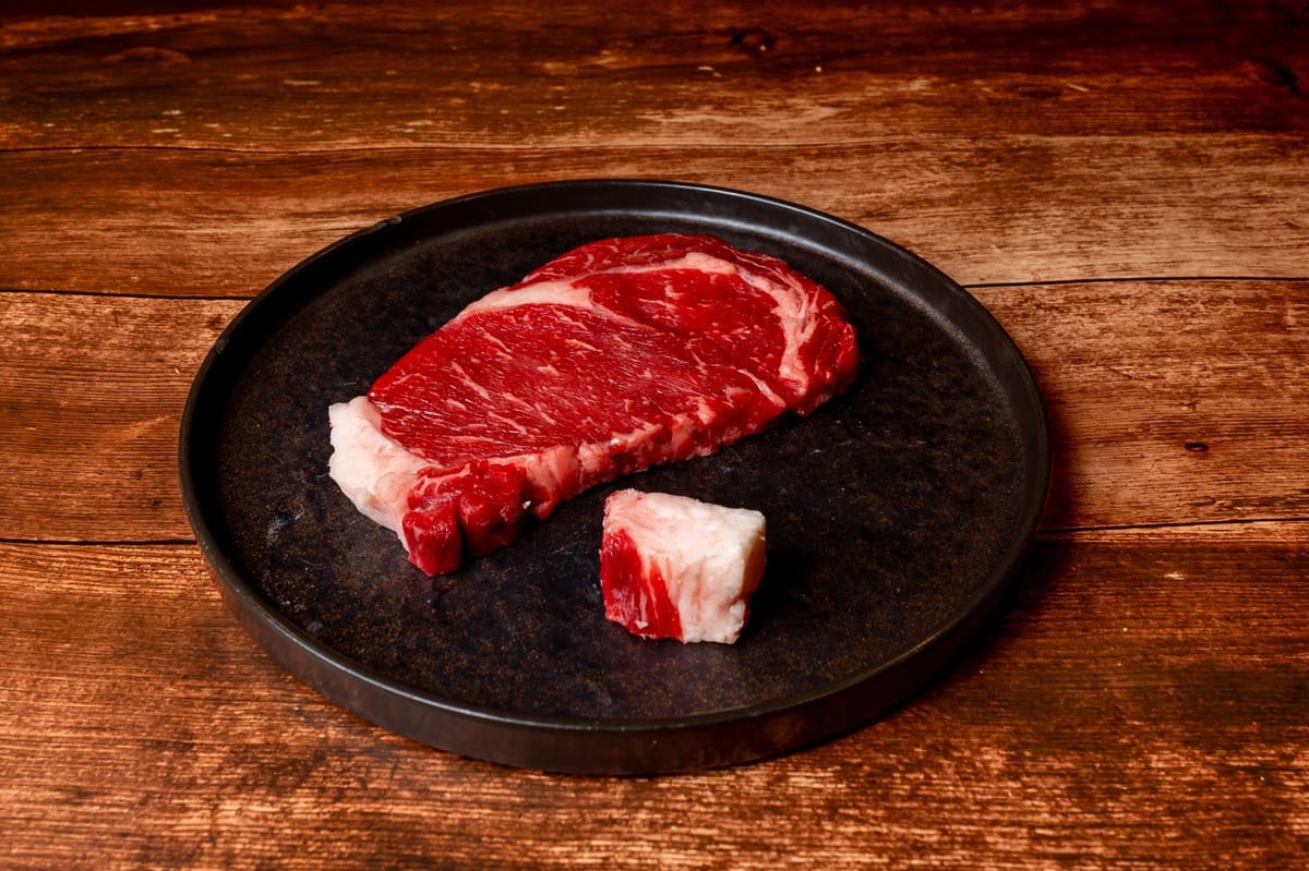 Prime ribeye, ready for flame